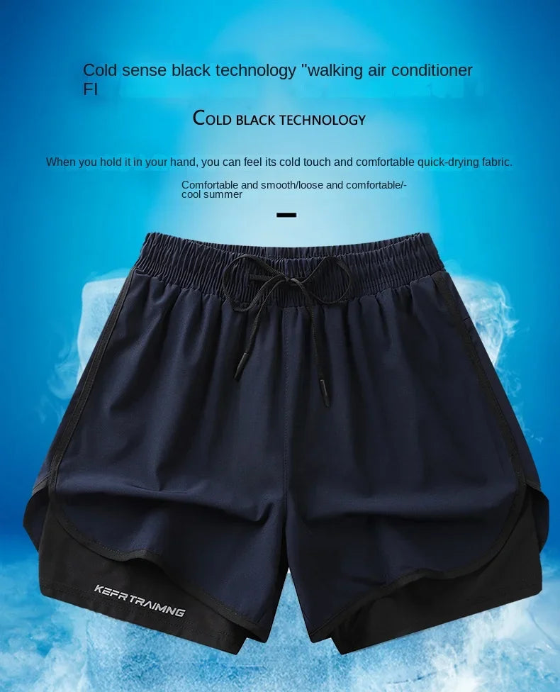 Unisex Polyester Running Shorts Double Layer Anti Glare For Sports