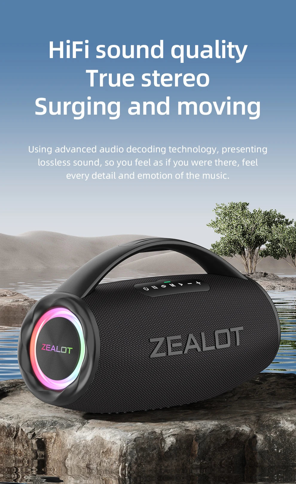 ZEALOT S97 80W Bluetooth Speaker With RGB Lights Subwoofer