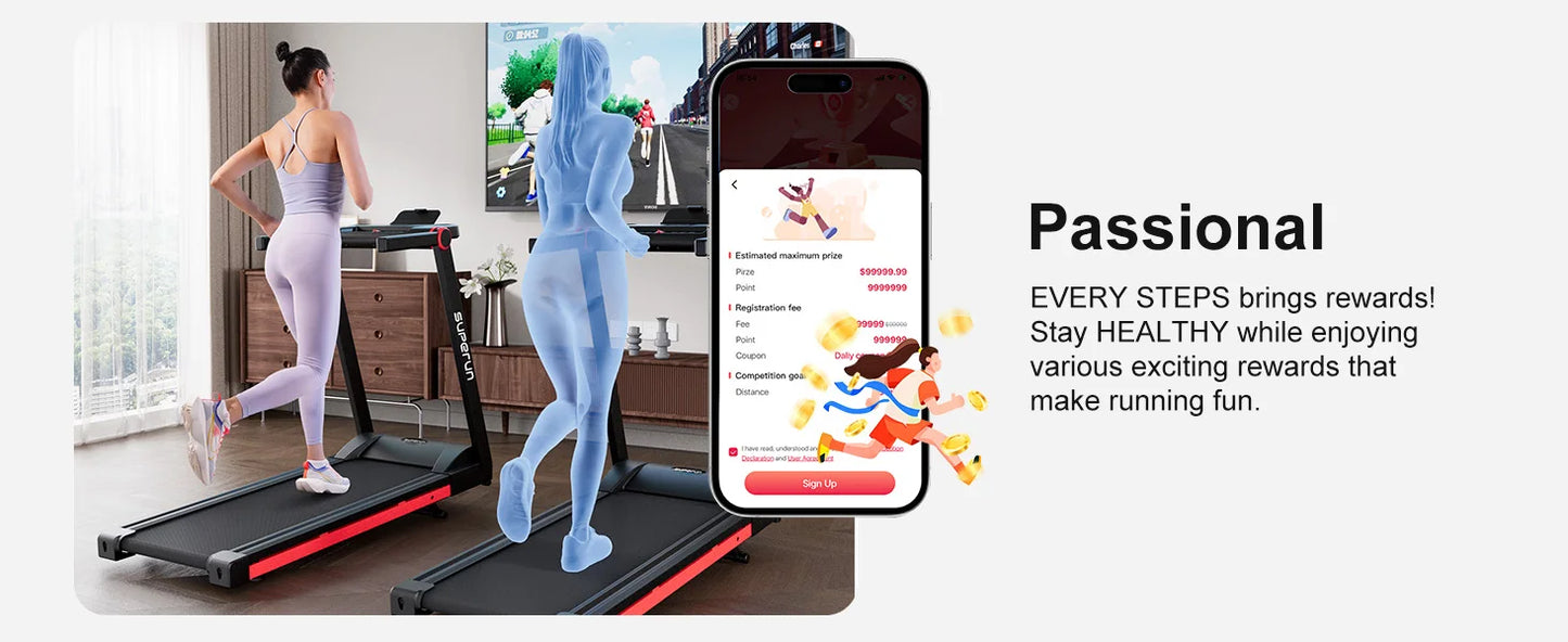 Driving Power 3.5HP Foldable Treadmill with Six Percent Incline