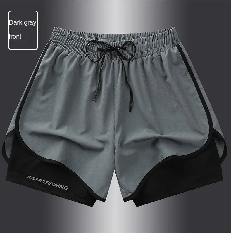 Unisex Polyester Running Shorts Double Layer Anti Glare For Sports