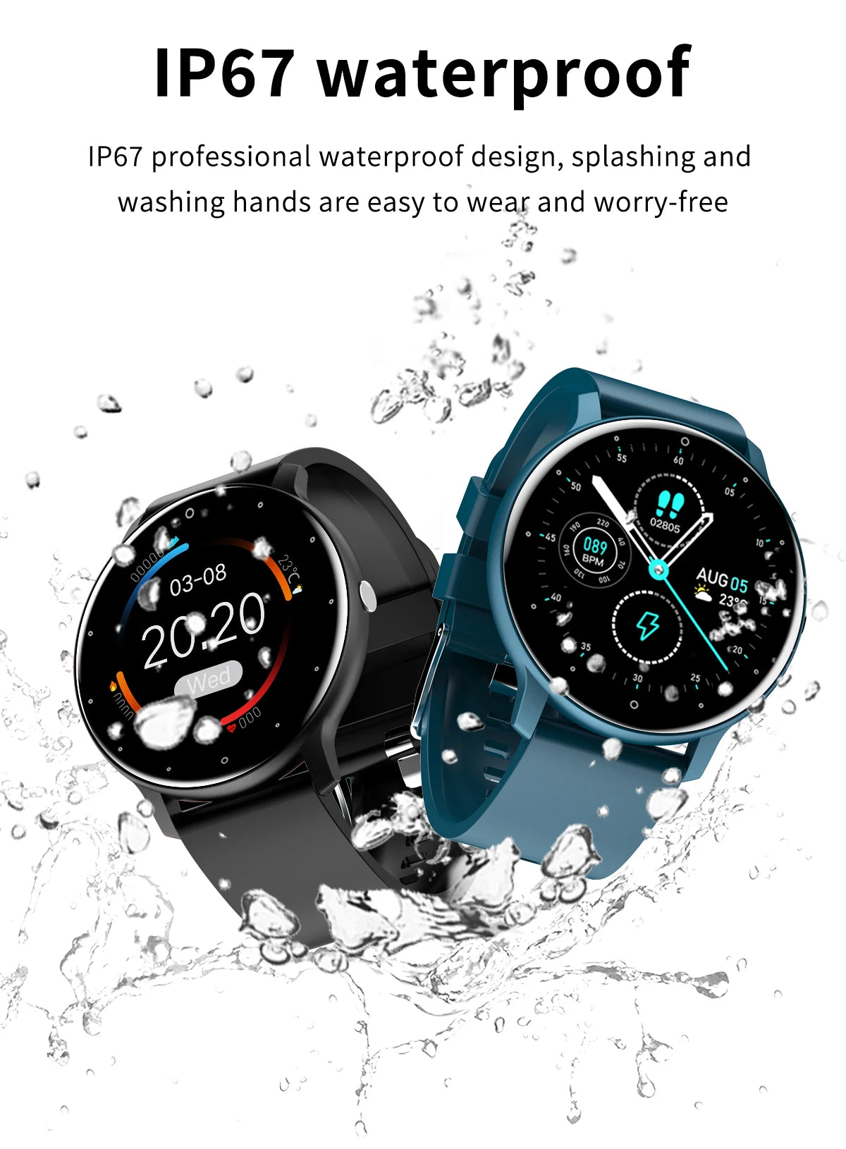 LIGE Smart Watch Men Fitness Tracker IP67 Waterproof Bluetooth