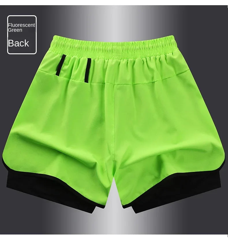 Unisex Polyester Running Shorts Double Layer Anti Glare For Sports