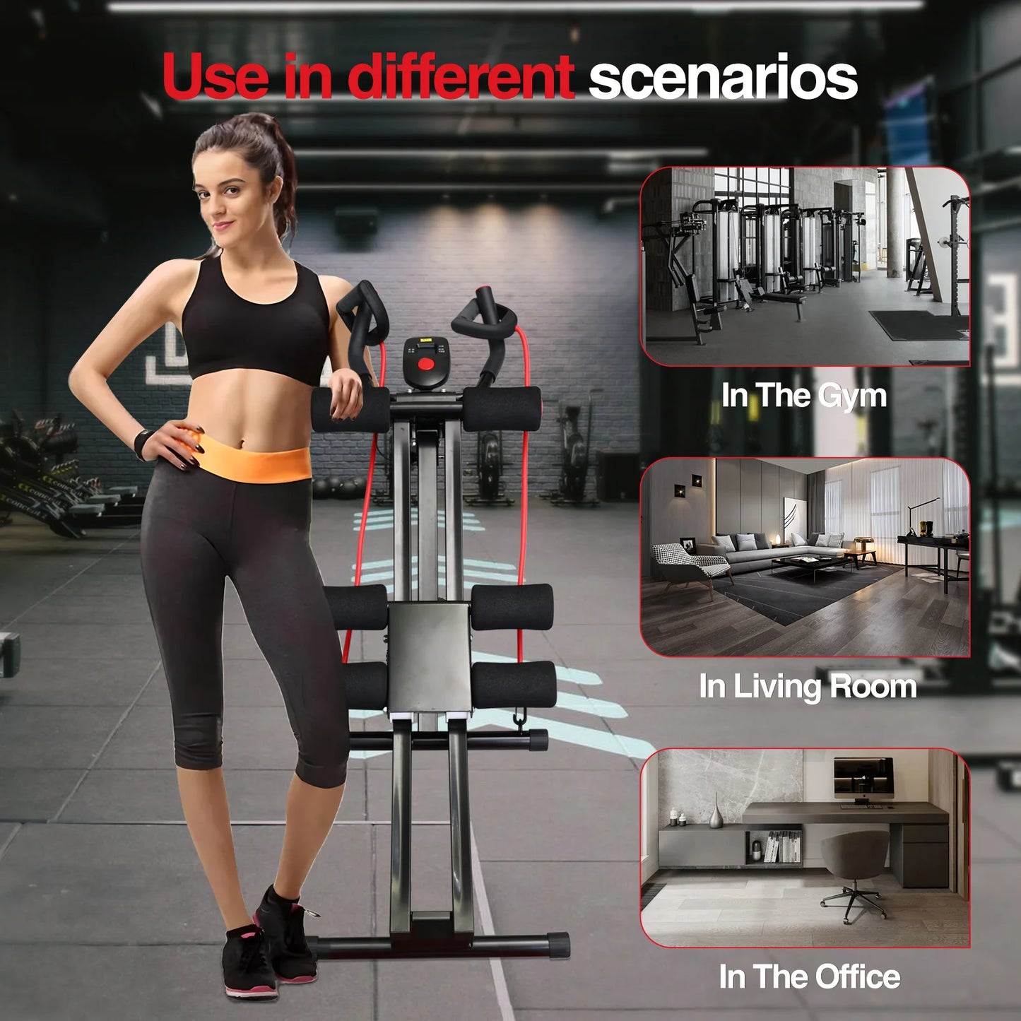 GIKPAL Foldable Ab Machine For Home Gym Abdominal Trainer LCD Display