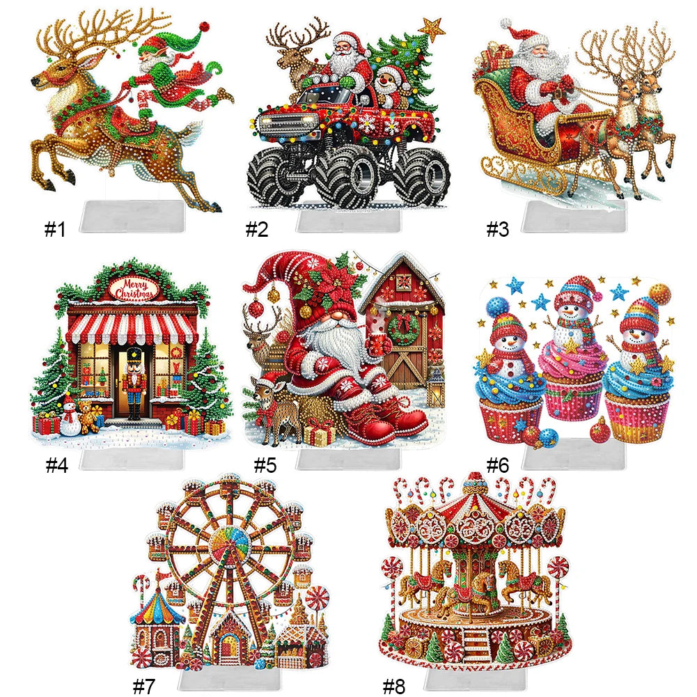 Desktop Diamond Art Kits Acrylic Christmas Merry Go Round Rhinestones Ornament