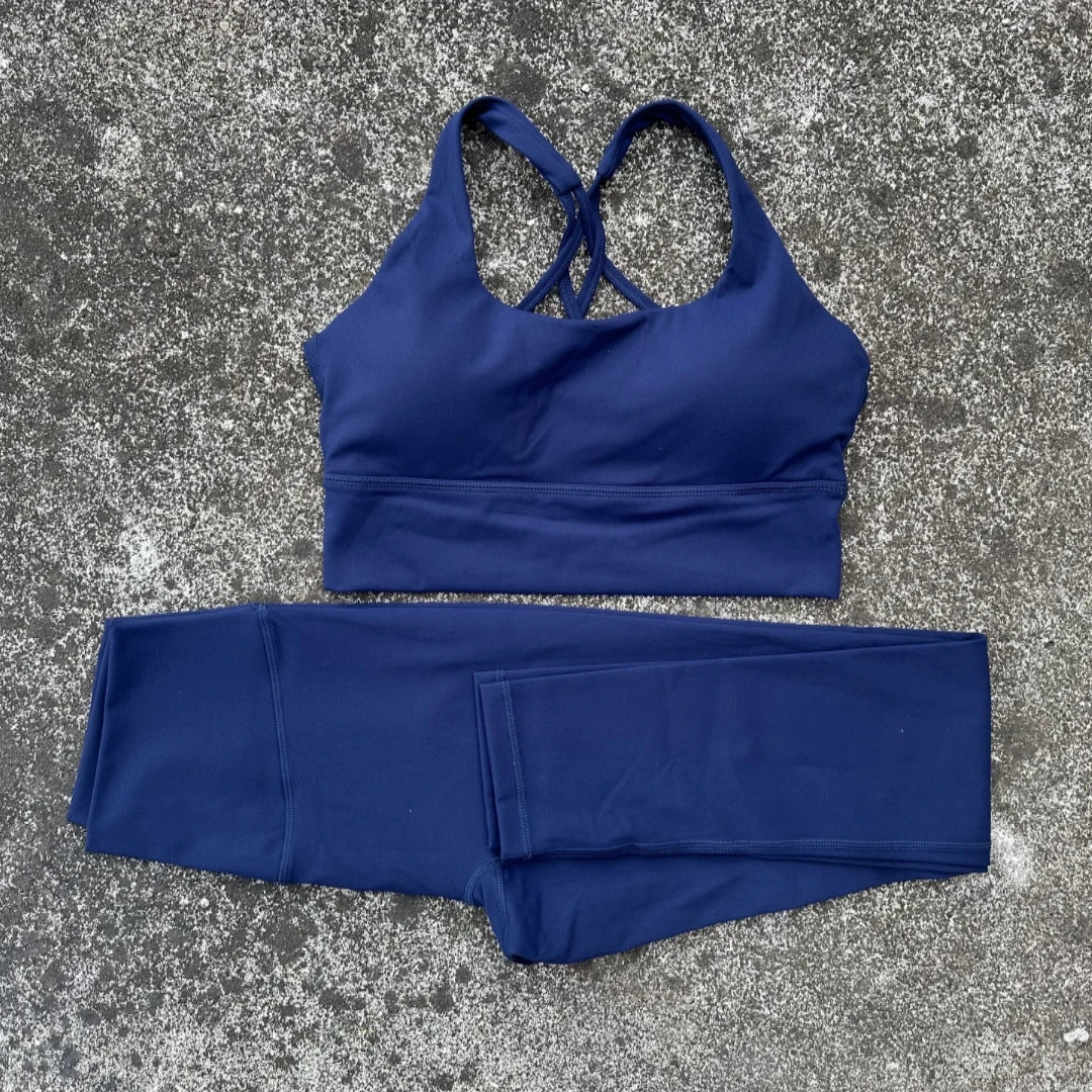 Cross Back High Impact Fitness Bra And Leggings Set